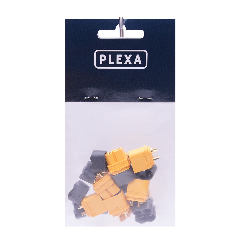 plexa xt60 female and male connectors with cap pack of 10 syntegra package