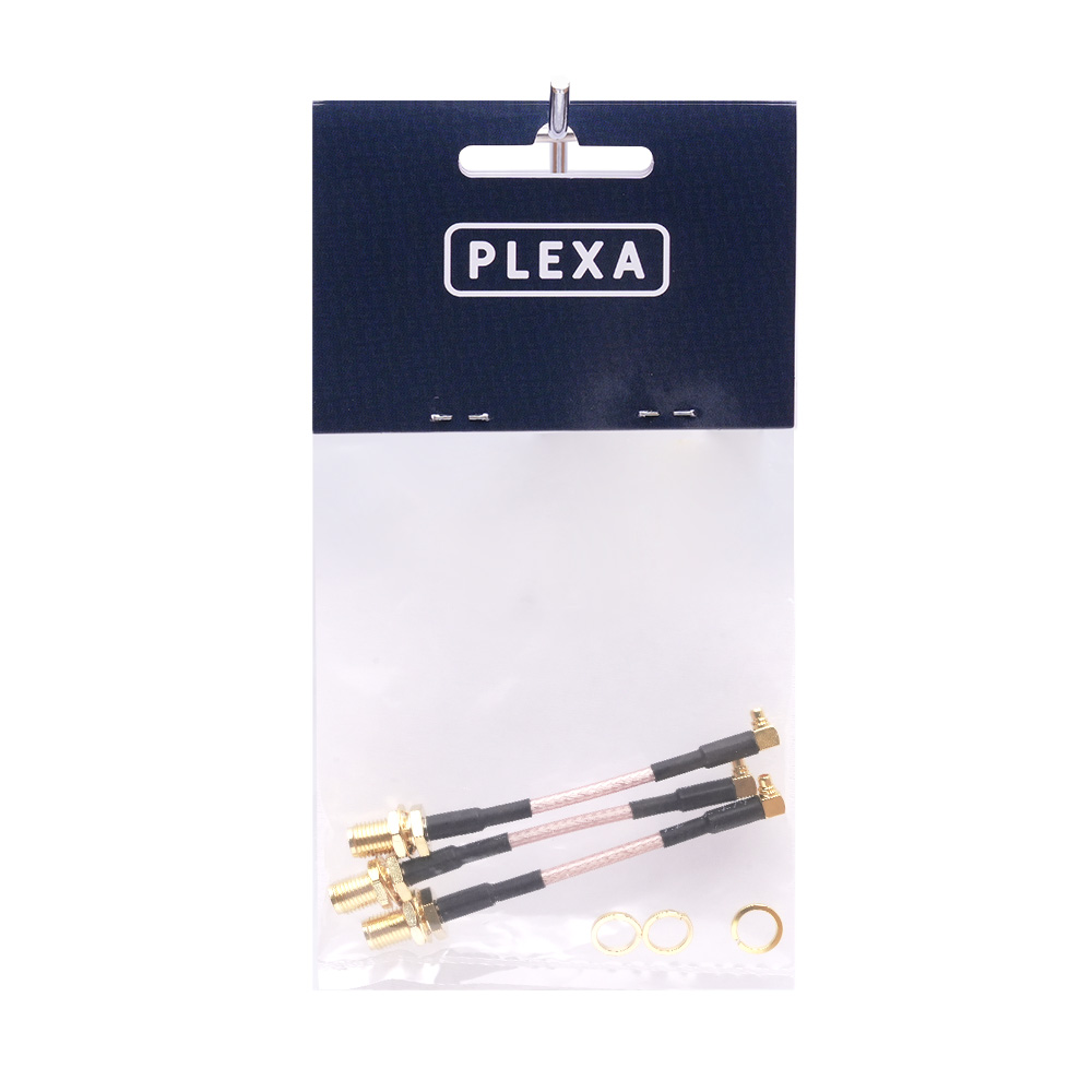 plexa sma female to mmcx right angle connector 60mm 3 pack syntegra package